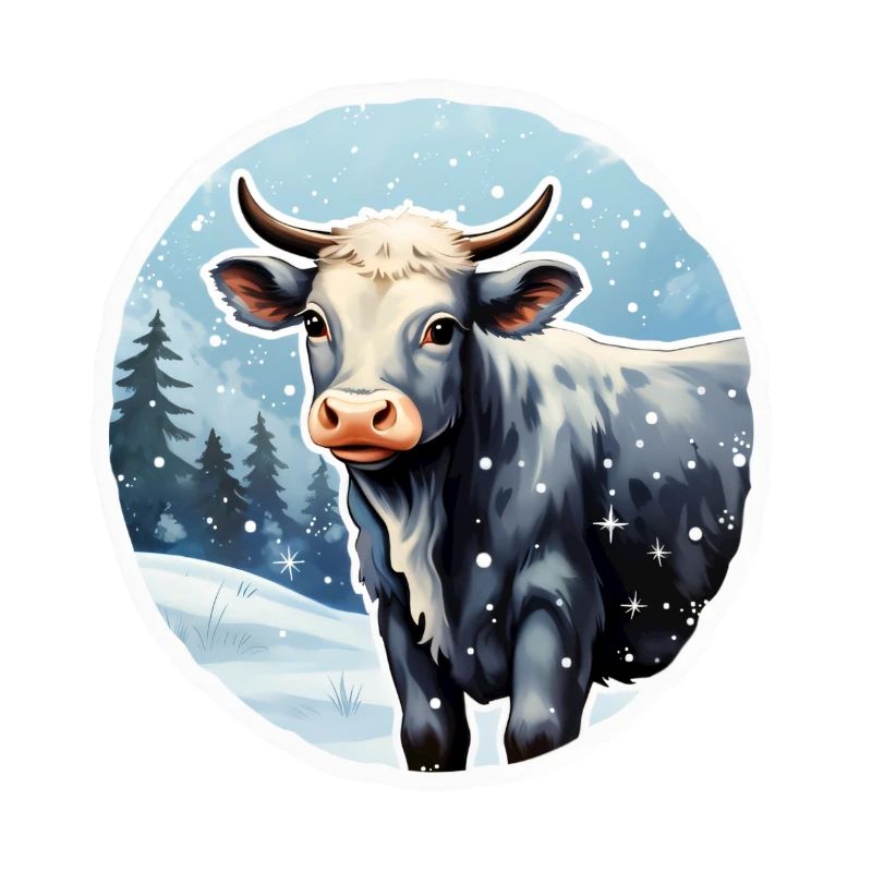 Cattle on a wintry alpine pasture