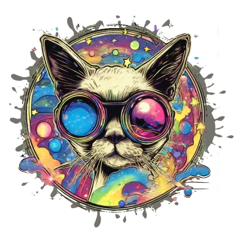 Siamese cat,cat,illustration,graffiti,colorful,glasses