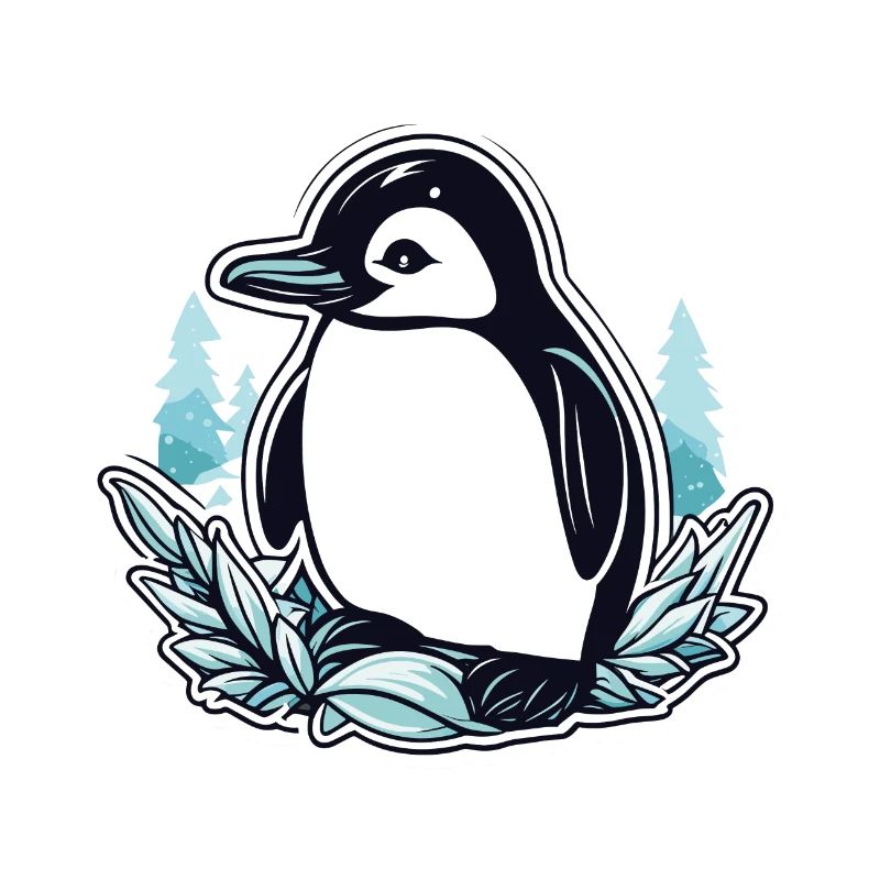 Illustration de Noël pingouin