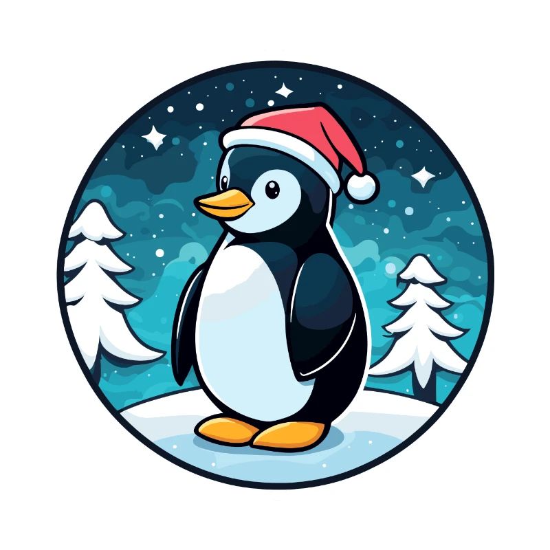 Penguin Christmas Illustration