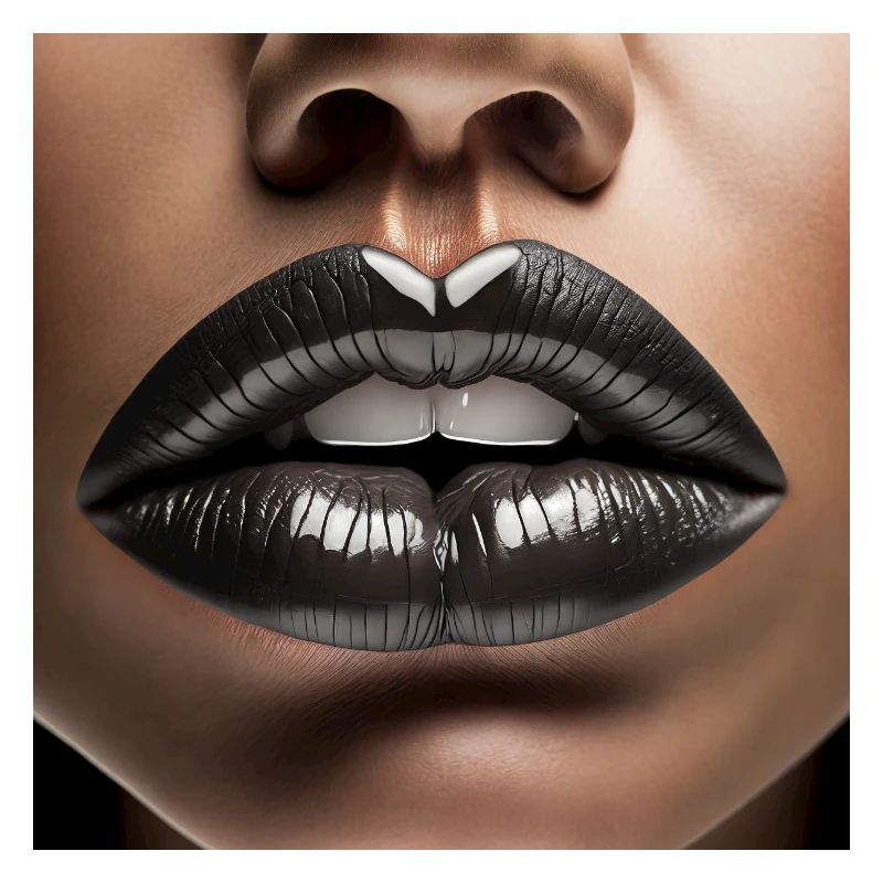 nice female lips black lipstick comic drawing