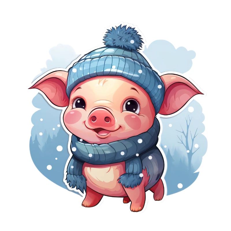 Cheerful Snow Pig