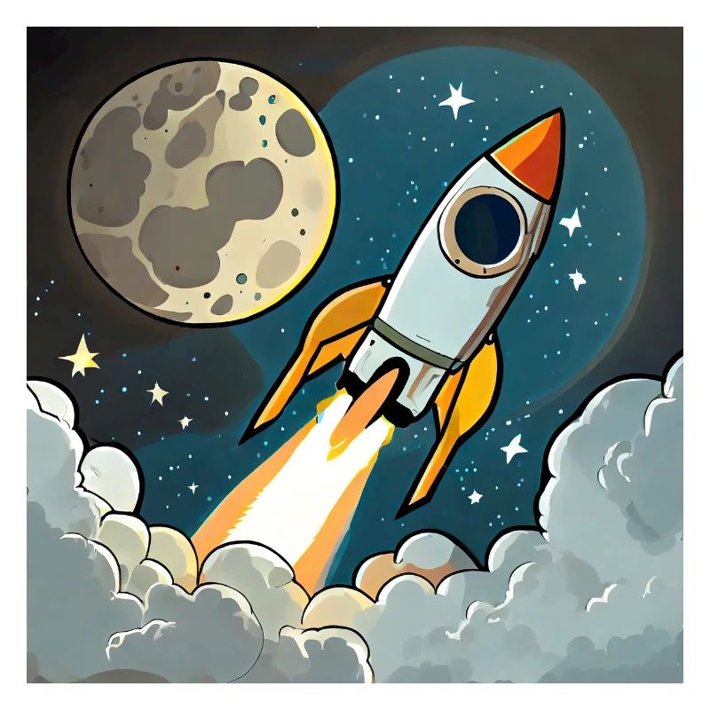 Emmenez-moi sur la lune Démarrage d’une fusée spatiale vintage