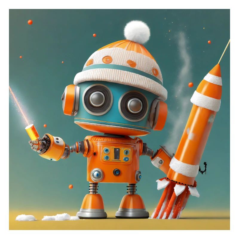 robot is launching New Year's Eve rockets
