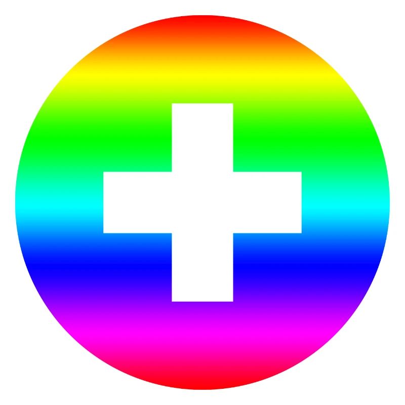Runder Regenbogen plus Kreuz