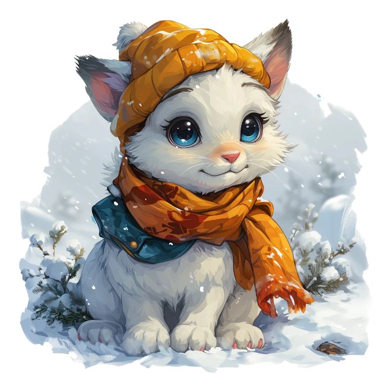 Cute kitten in winter
