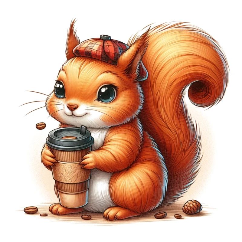 Eichhörnchen mit Kaffee to Go