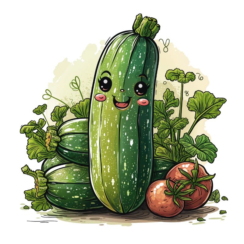 Style bande dessinée de courgettes