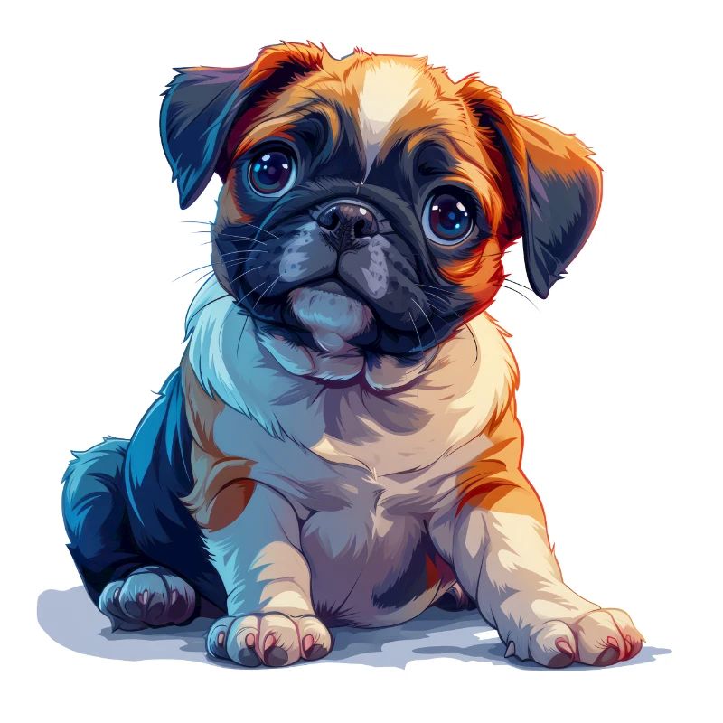 Chiot carlin assis