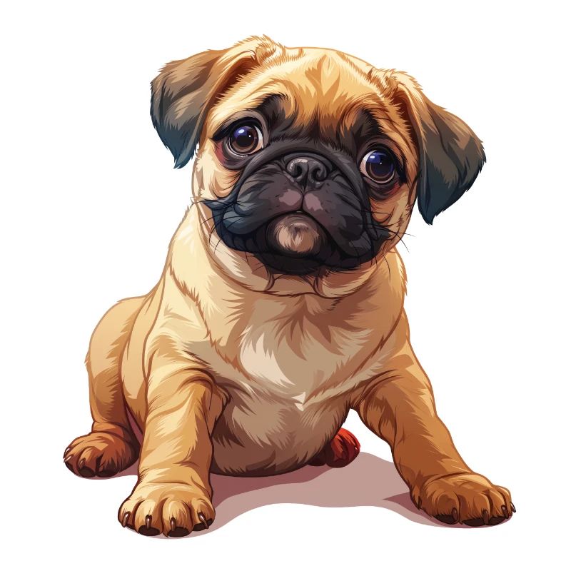 Mops Welpen sitzend