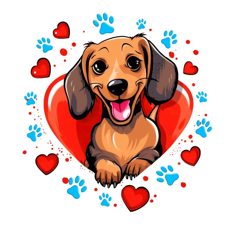 Conception de coeur de chien teckel joyeux