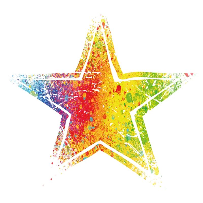 star drawn path cmyk rainbow masked
