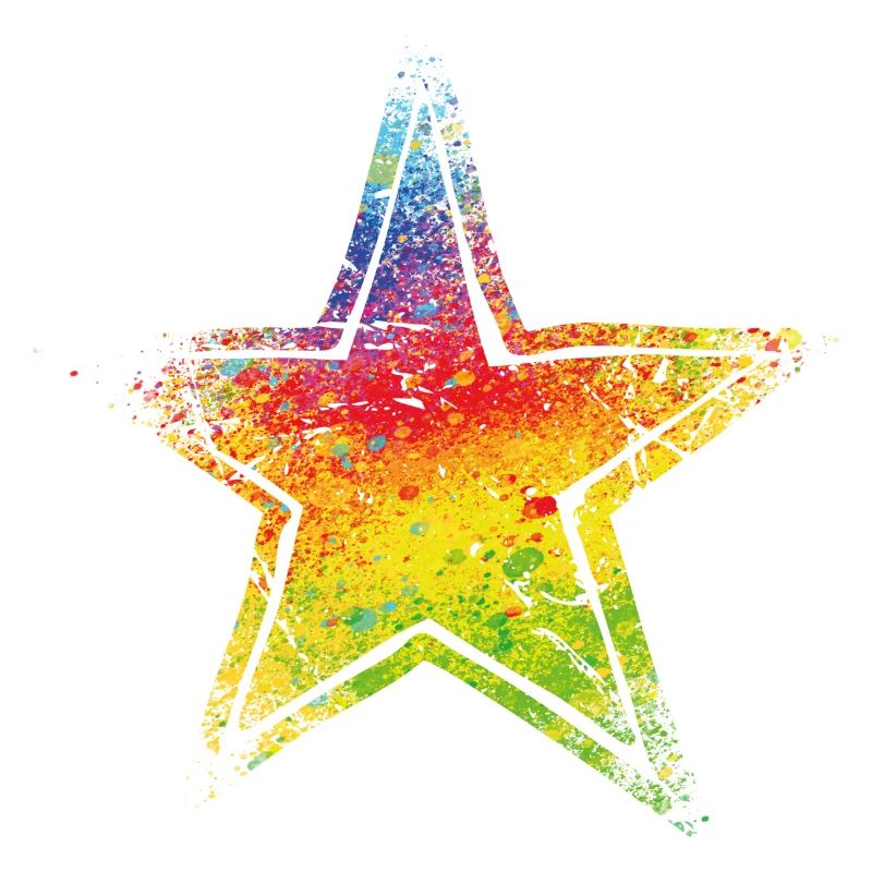 star drawn path cmyk rainbow masked turned