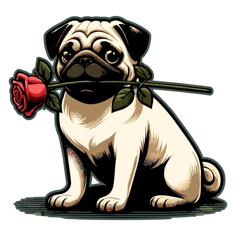 Pug Valentine's Day Rose
