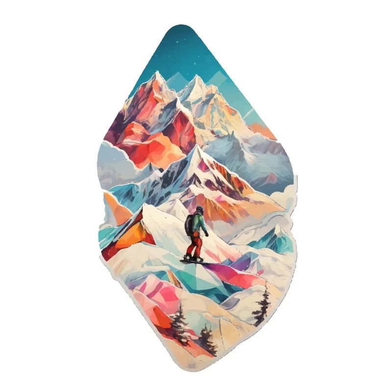 Snowboard mit Bergen und einigen geometrischen