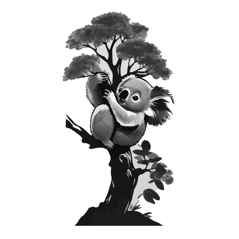 Silhouette d’un koala appuyé contre un arbre