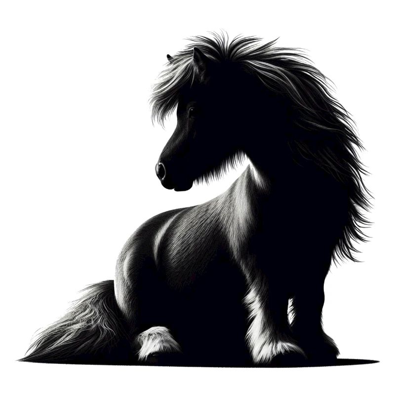 sitzendes Shetlandpony