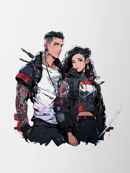 Couple Cyberpunk Urbain