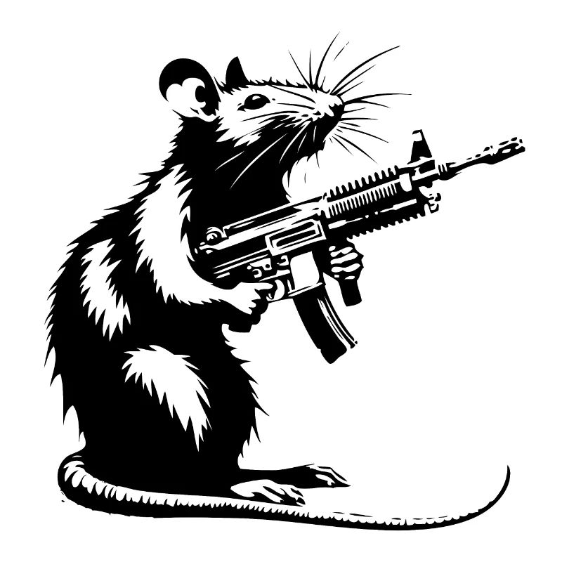 Rat with machine gun