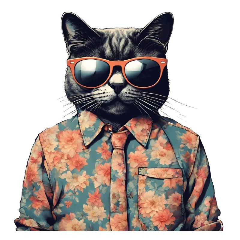 Le chat et la chemise à fleurs