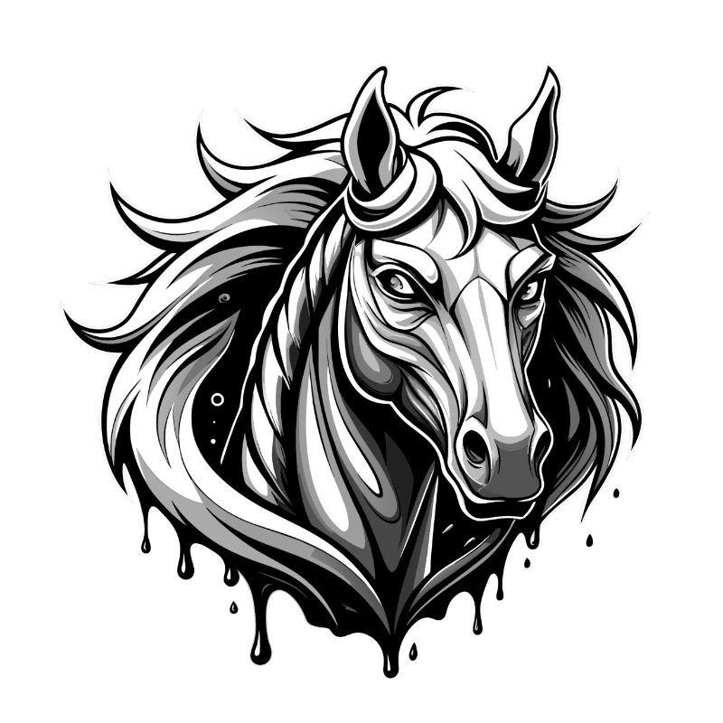 horse black and withe