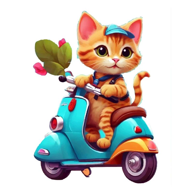 Cat Rides Scooter
