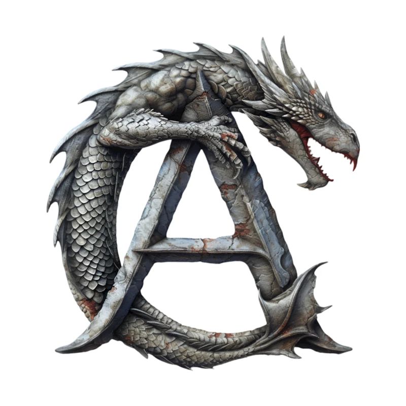 Lettre « A » en forme de dragon.