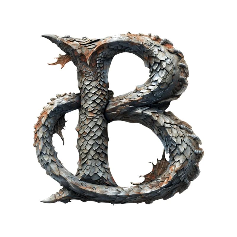 Lettre « B » en forme de dragon.