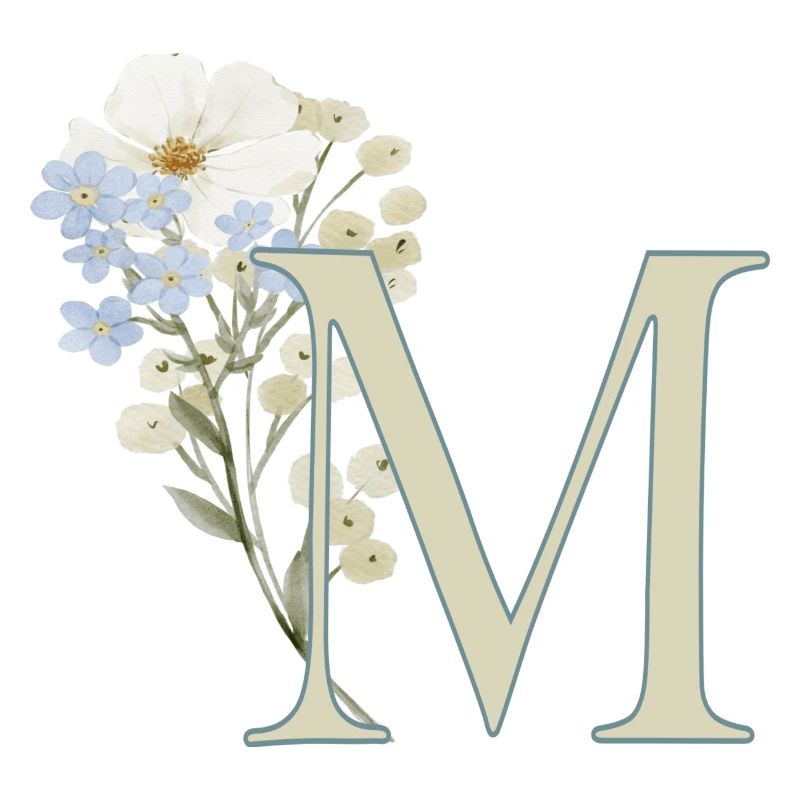 M avec des fleurs