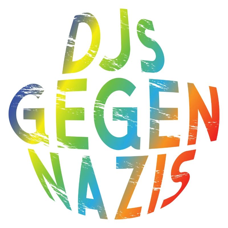 DJs gegen Nazis rundes Logo Regenbogen Design