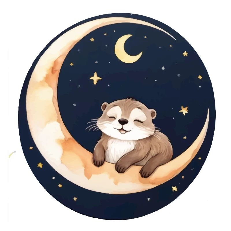 Otter sitting in the moon