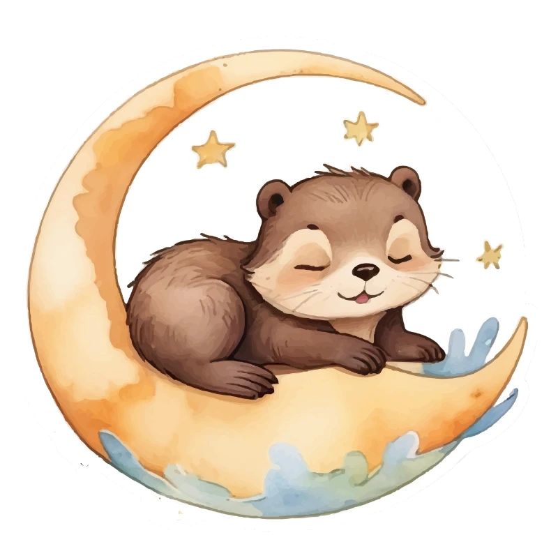 Otter sitzt im Mond