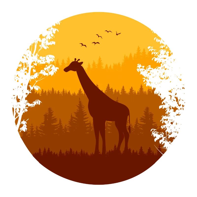 Forêt d’automne et girafe