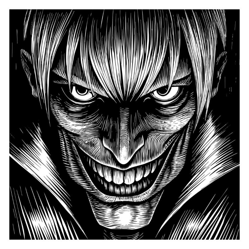 evil anime black & white