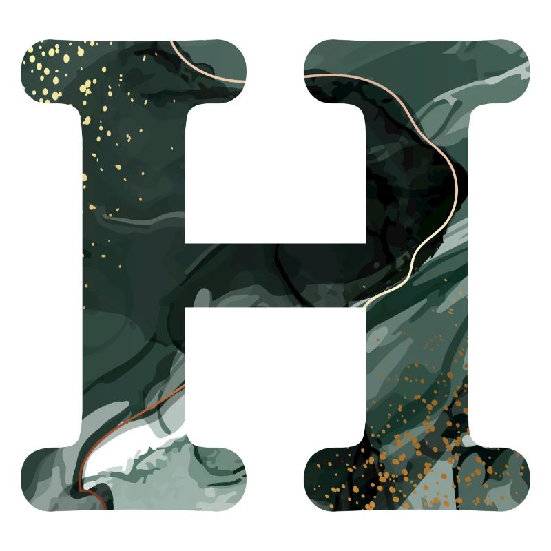 Letter h marbled green