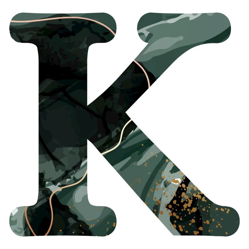 Lettre k marbré vert