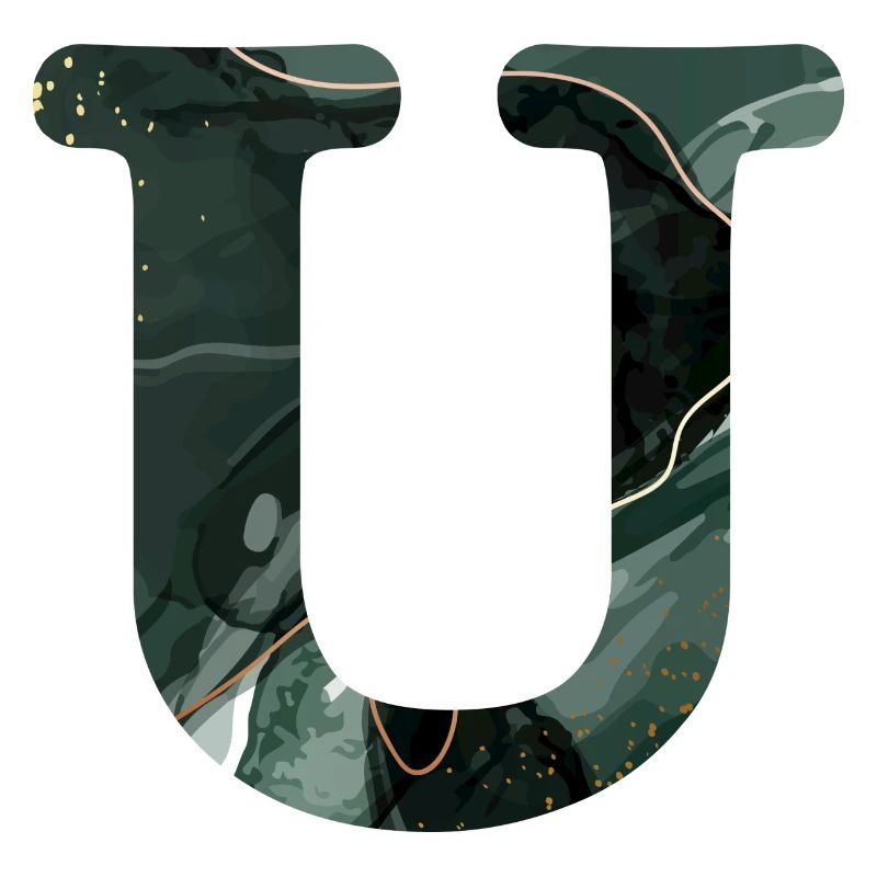 Green marbled letter u