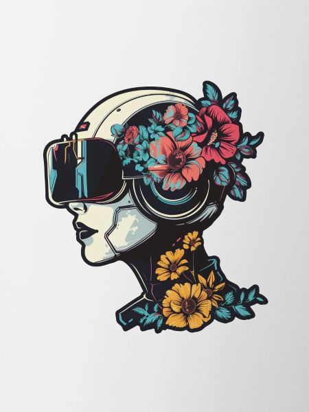 Roboter Frau mit Blümchen