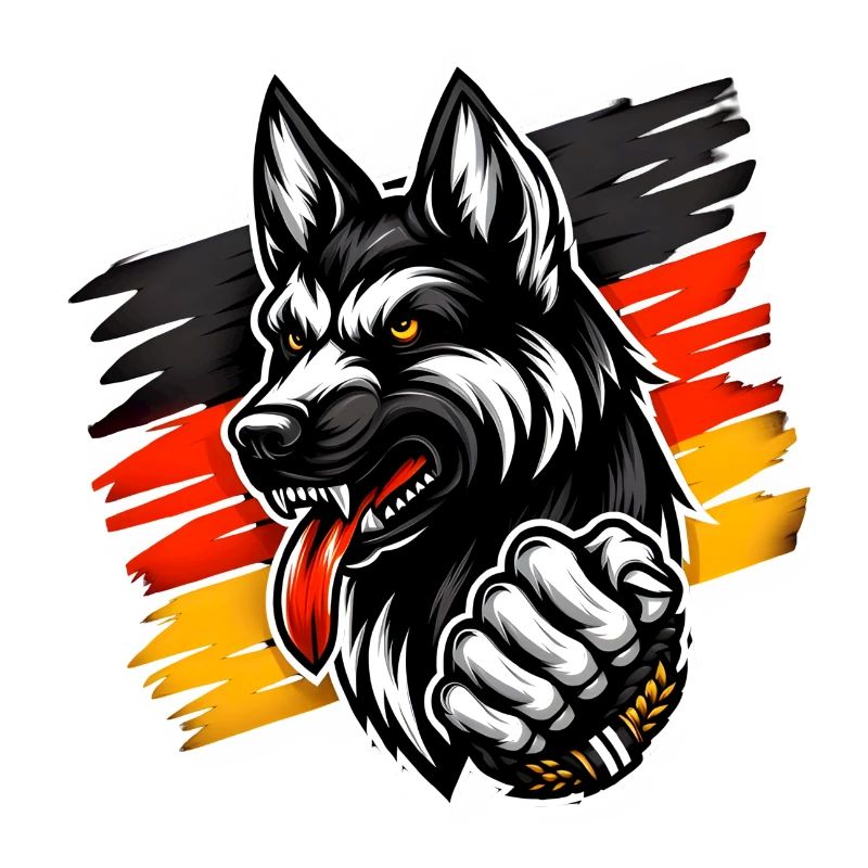 Deutscher Schäferhund mit Deutschlandfahne