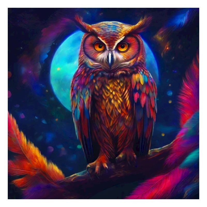Bunte Eule in der Nacht