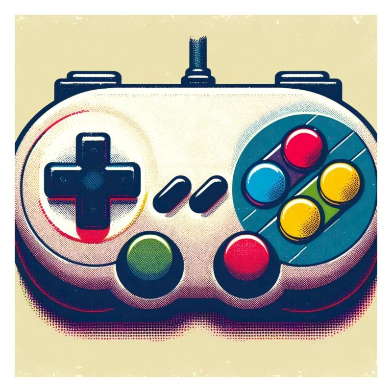 Retro Gamepad in Risograph