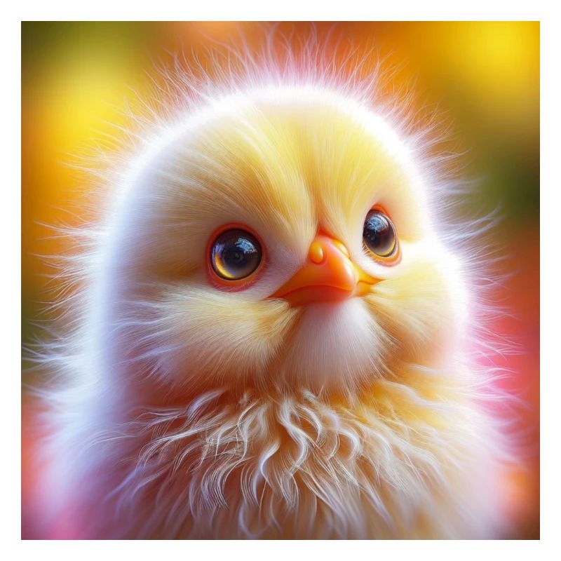 Chick 3D Hyperrealism Fluffy Yellow