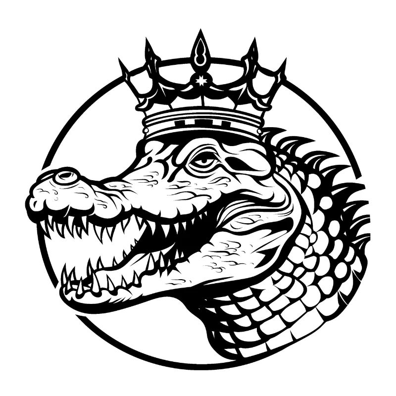 Krokodil von linker Seite mit Krone