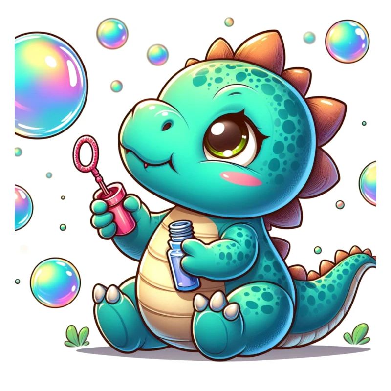 Dino petit avec bulles de savon