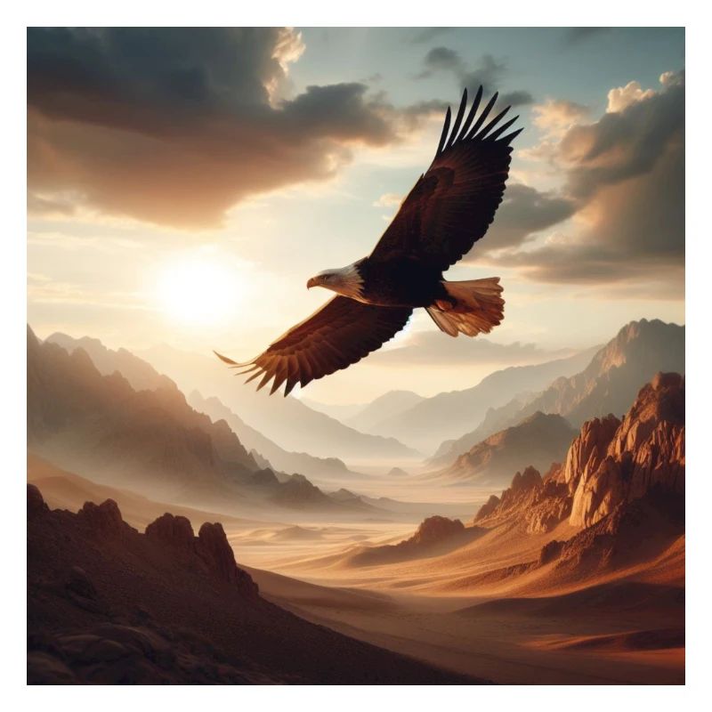 A majestic eagle soaring above the desert D