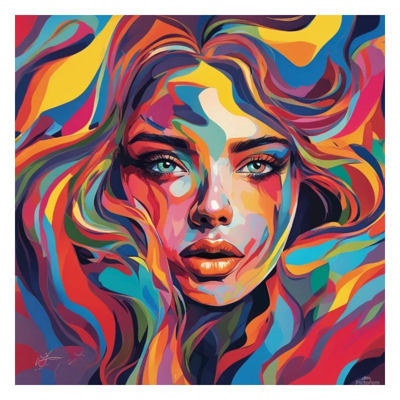 Colorful Chic: Captivating Woman's Face Apparel