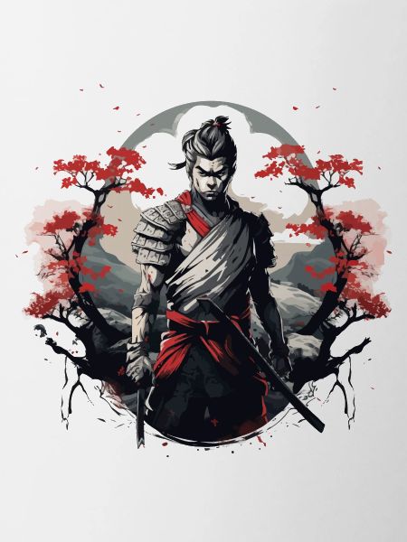 Samurai Japan Cherry Tree Landscape