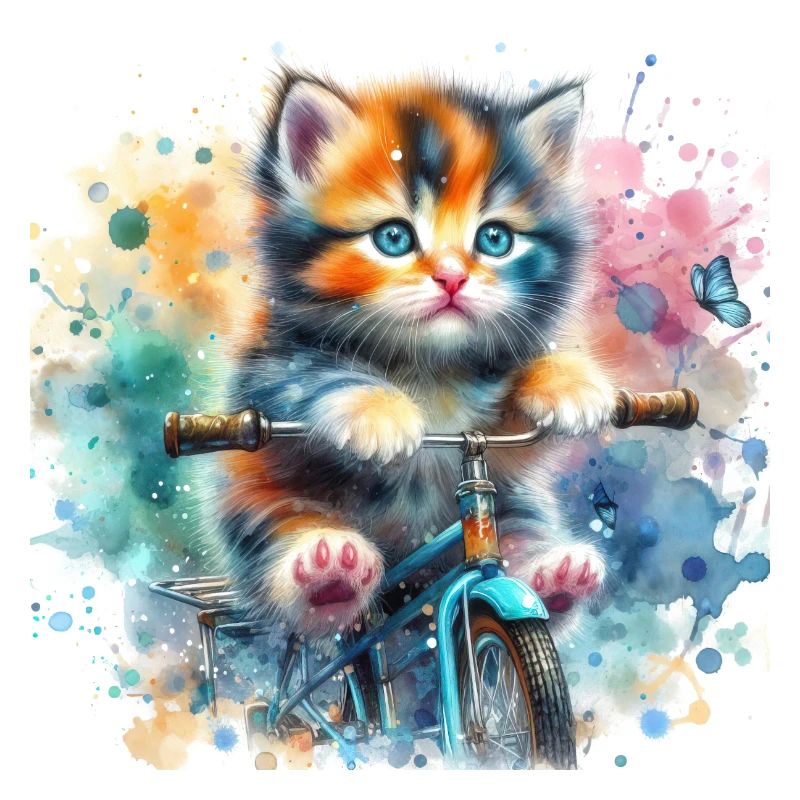Chaton à vélo