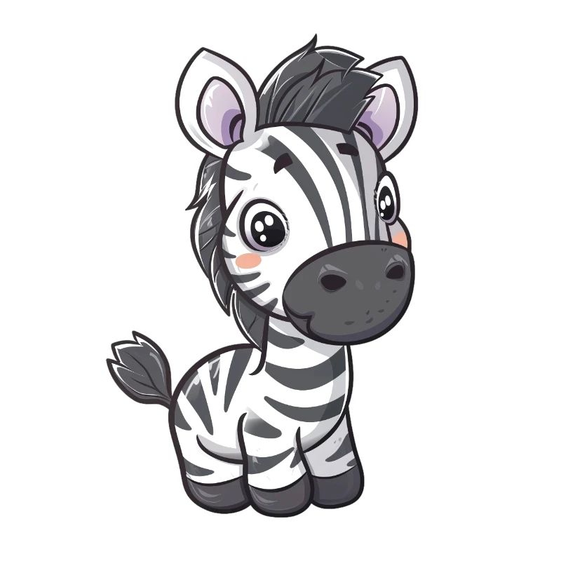 Comic-Stil Kawaii Zebra Aufkleber – Isoliert