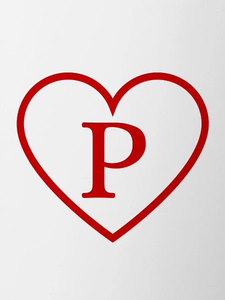 Lettre p cœur rouge